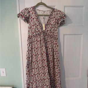 Max Studio Red and White Floral Maxi Dress